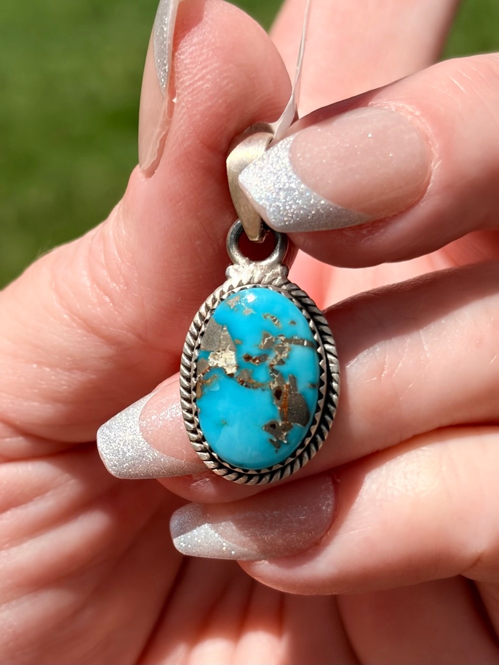 925 Sterling Silver Lone Mountain Turquoise Pendant - Picture 5 of 9